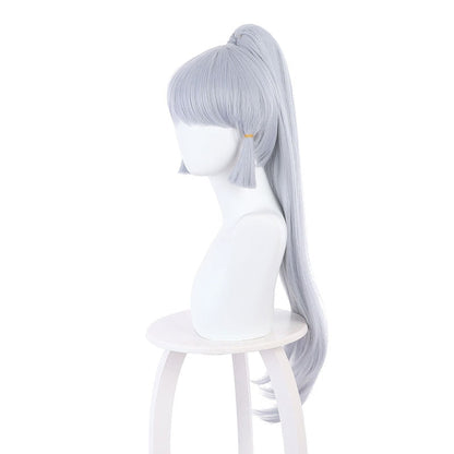 Genshin Impact Kamisato Ayaka Light Gray Blue Ponytail Cosplay Wigs