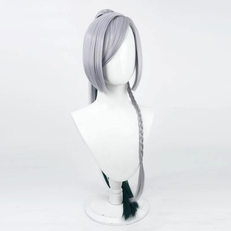 Genshin Impact Shenhe Grey Single Twist Braid Cosplay Wigs