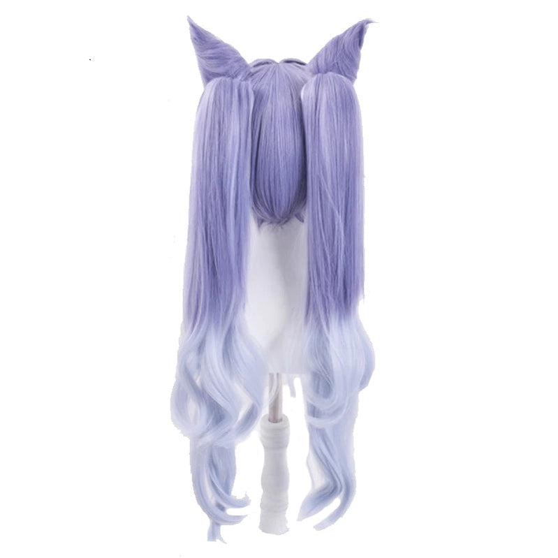 Genshin Impact Keqing Ponytails Mixed Purple Cosplay Wig with Ears