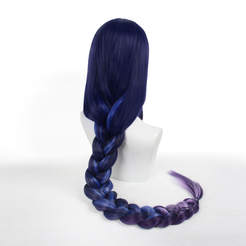 Genshin Impact Raiden Shogun Twist Braid Blue Gradient Purple Cosplay Wigs