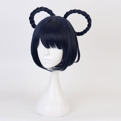 Genshin Impact Xiangling Navy Blue Cosplay Wigs