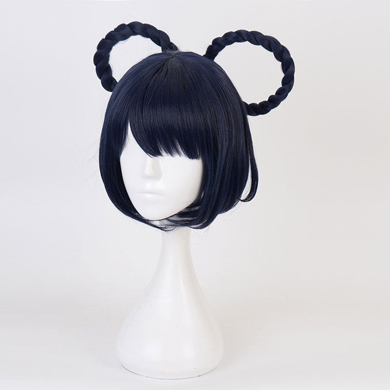 Genshin Impact Xiangling Navy Blue Cosplay Wigs