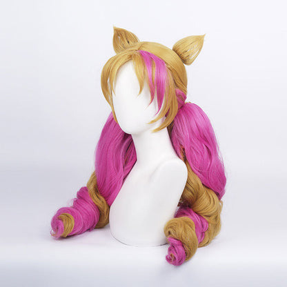 LOL Cafe Cutie Gwen Red & Blonde Twist Braid Cosplay Wigs With Ears