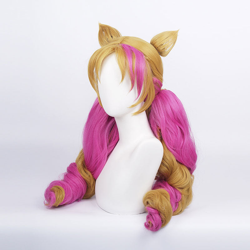 LOL Cafe Cutie Gwen Red & Blonde Twist Braid Cosplay Wigs With Ears