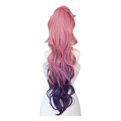 LOL Seraphine Ponytail Pink Gradient Purple Wavy Cosplay Wigs