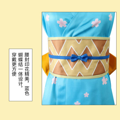 Anime Navigation Nami Kimono Blue Pajamas Fullset Cosplay Costumes