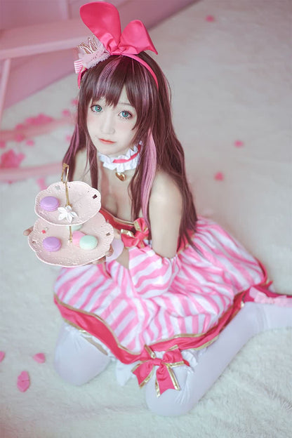 Youtuber Kizuna AI Woman Pink Dress Cosplay Costume