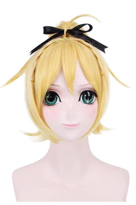 35cm long yellow blonde Felt braid ponytail cosplay wig
