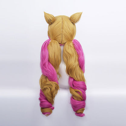 LOL Cafe Cutie Gwen Red & Blonde Twist Braid Cosplay Wigs With Ears