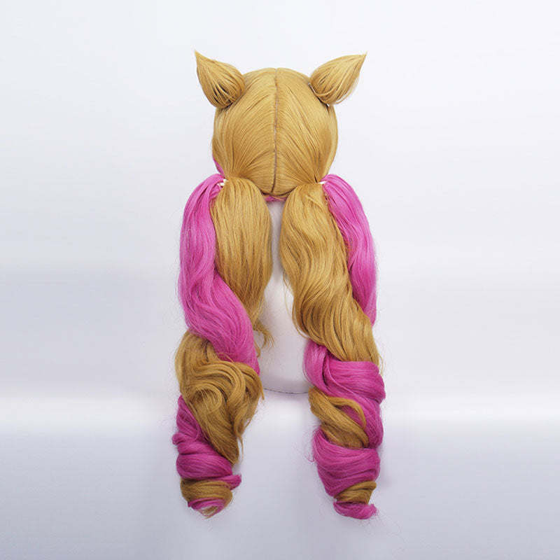 LOL Cafe Cutie Gwen Red & Blonde Twist Braid Cosplay Wigs With Ears