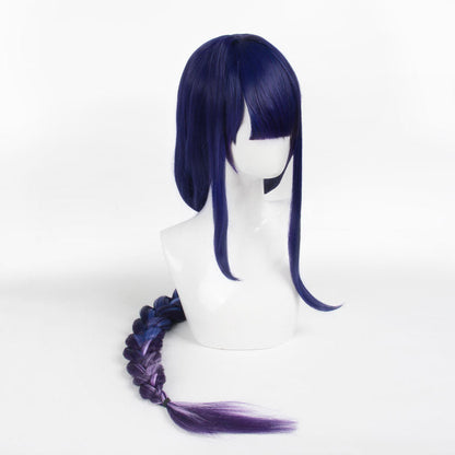 Genshin Impact Raiden Shogun Twist Braid Blue Gradient Purple Cosplay Wigs
