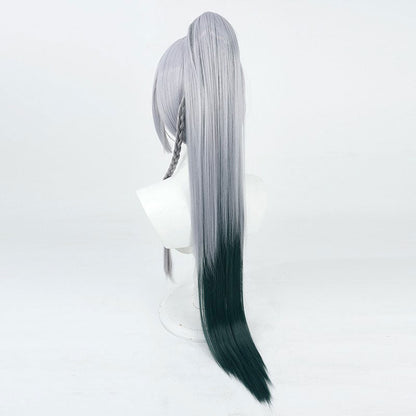 Genshin Impact Shenhe Grey Single Twist Braid Cosplay Wigs