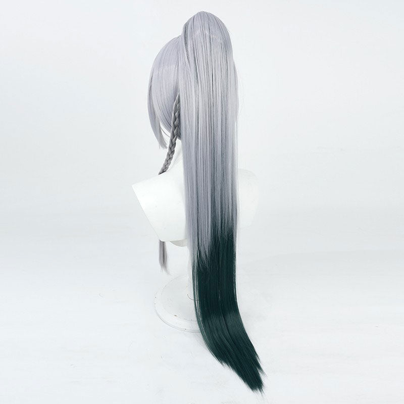 Genshin Impact Shenhe Grey Single Twist Braid Cosplay Wigs