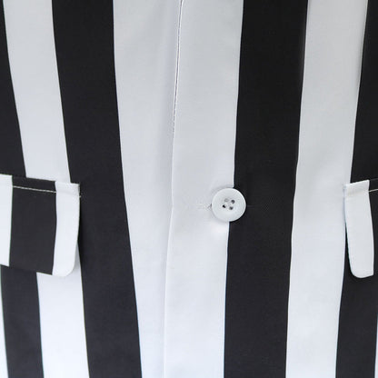 Beetle Juice Michael Keaton Stripe Suit Halloween Cosplay Costumes