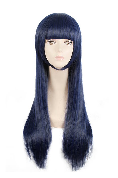 Bobo Bang Shione Togawa Long Straight Blue Black Female Cosplay Wig