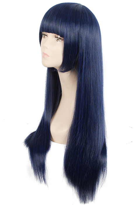 Bobo Bang Shione Togawa Long Straight Blue Black Female Cosplay Wig