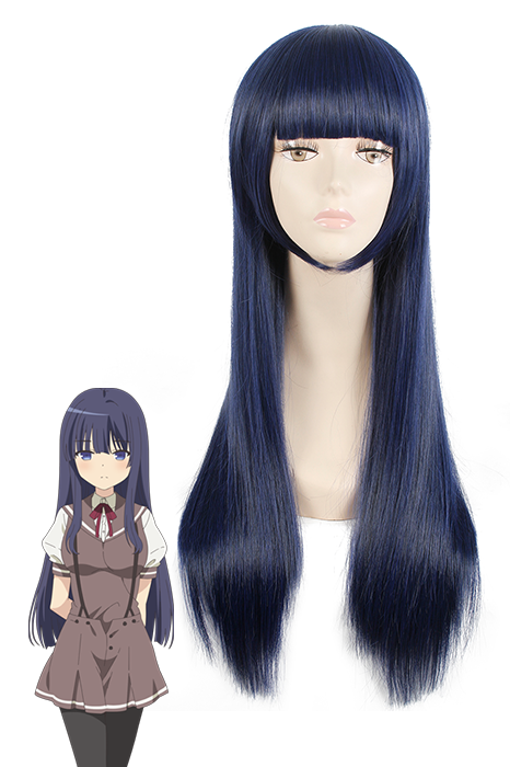Bobo Bang Shione Togawa Long Straight Blue Black Female Cosplay Wig