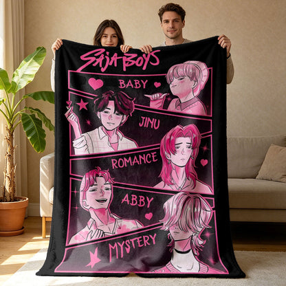 Kpop Demon Hunters Huntrix Saja Boys Inspired Blanket Cozy Flannel Throw Blanket