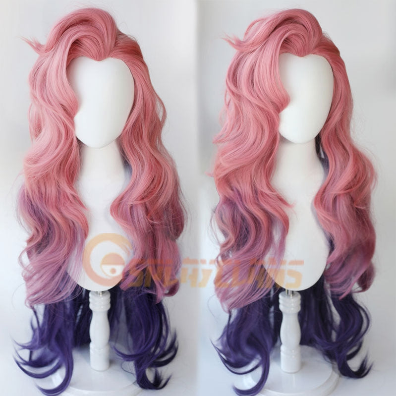 LOL Seraphine Pink Gradient Purple Wavy Cosplay Wigs
