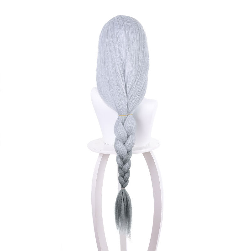 Genshin Impact Shenhe Long Grey Twist Braid Cosplay Wigs