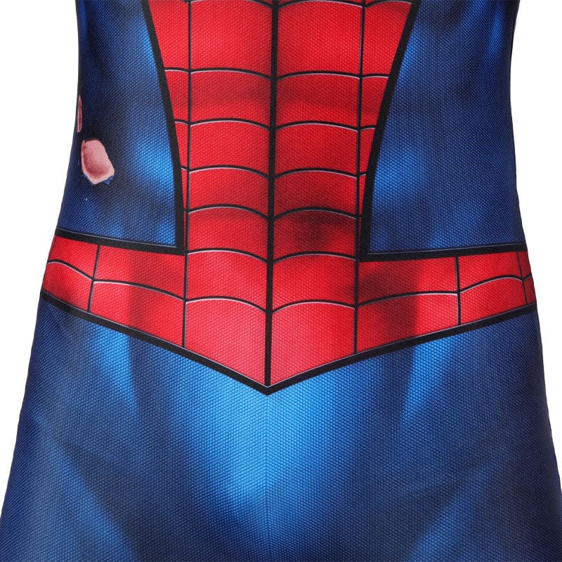 Spider-Man PS5 Classic Suit Damaged Children Jumpsuit Cosplay Costumes