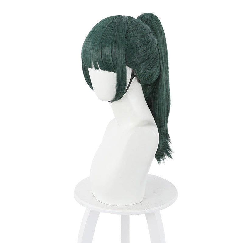 Jujutsu Kaisen Maki Zenin Long Dark Green Cosplay Wigs