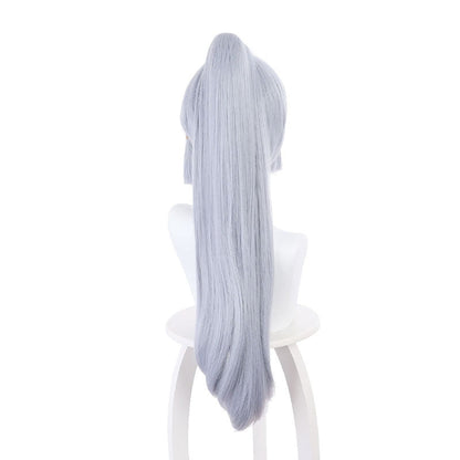 Genshin Impact Kamisato Ayaka Light Gray Blue Ponytail Cosplay Wigs