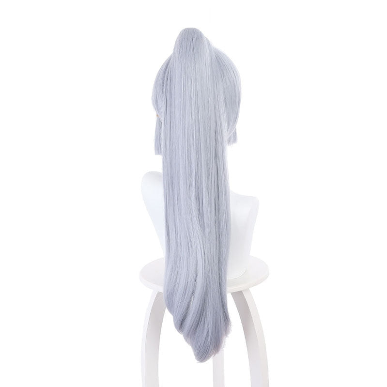 Genshin Impact Kamisato Ayaka Light Gray Blue Ponytail Cosplay Wigs