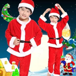 Red Boy's Christmas Costumes with Hat and Belt