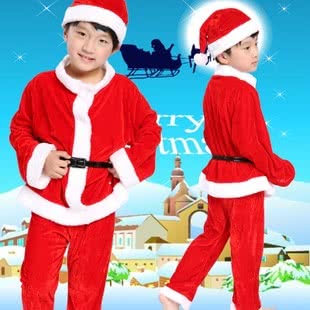 Red Boy's Christmas Costumes with Hat and Belt