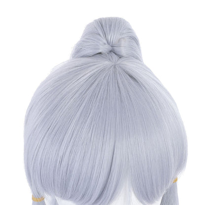 Genshin Impact Kamisato Ayaka Light Gray Blue Ponytail Cosplay Wigs