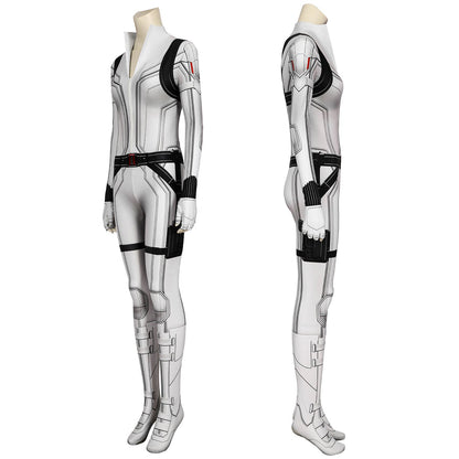 Black Widow Natasha Romanoff White Suit Jumpsuit Cosplay Costumes