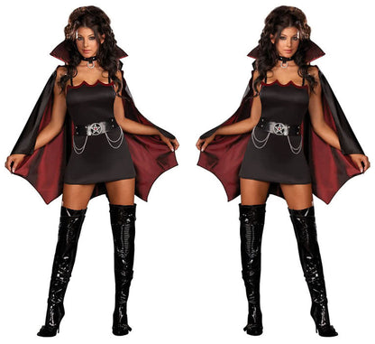 Black Fashion Batgirl Halloween Costumes with Wine Red Bat Edge