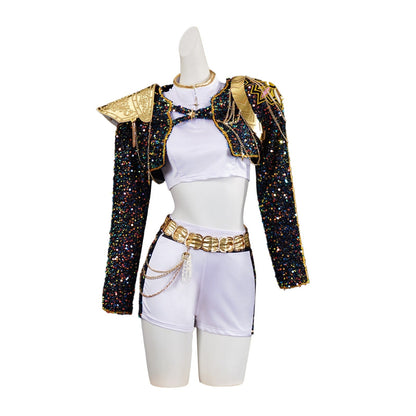 KPop Demon Hunters Rumi Zoey Mira Glitter Black Adult Kids Cosplay Costumes
