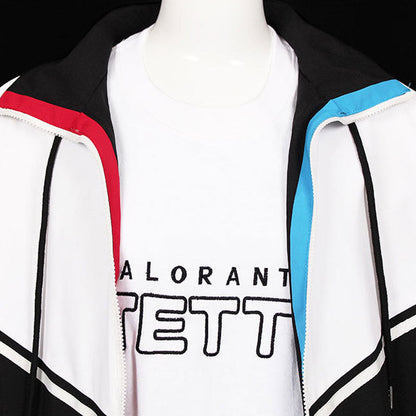 Game Valorant Jett White Black Coat Cosplay Costume