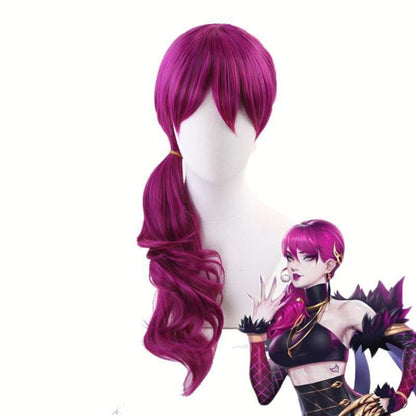 LOL KDA Evelynn Long Braid Hotpink Cosplay Wigs