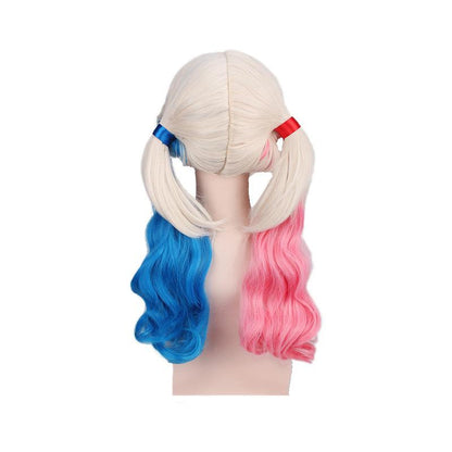 Suicide Squad Harley Quinn Long Pink and Blue Cosplay Wigs