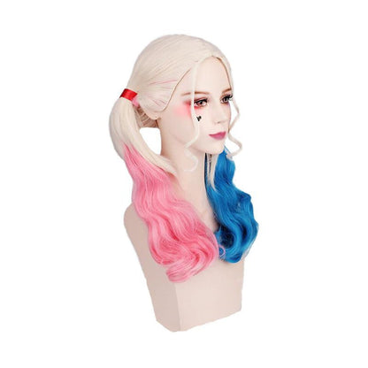 Suicide Squad Harley Quinn Long Pink and Blue Cosplay Wigs