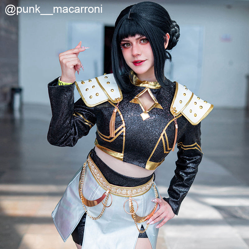 Last Batch omgcos Kpop Girl Zoey Golden Black Set Cosplay Costume