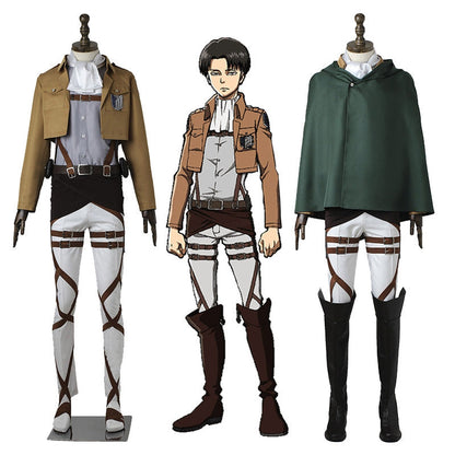 Attack on Titan Levi Ackerman Survey Corps Uniform Set Cosplay Costumes
