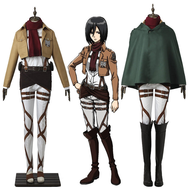 Attack on Titan Mikasa Ackerman Training Corps Uniform Set Cosplay Costumes