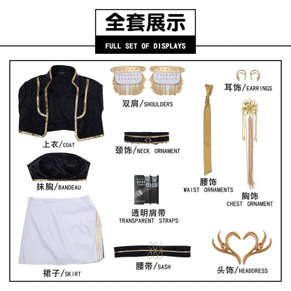 KPop Demon Hunters Mira Black Gold Outfit Adult Kids Cosplay Costumes