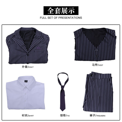 Wednesday 2 Gomez Addams Striped Suit Male Cosplay Costumes