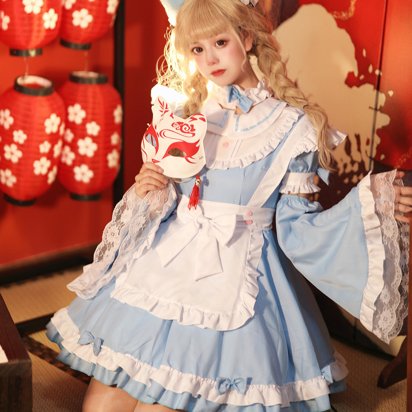 Light Blue Alice Maid Outfit Dress Fancy Plus Size Cosplay Costume