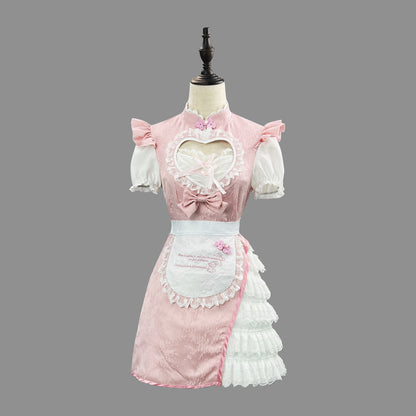 Pink Tight Bubble Dress Maid Outfit Plus Size Cosplay Costume