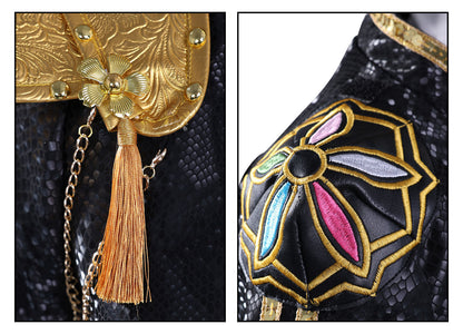 KPop Demon Hunters Rumi Black Gold Outfit Adult Kids Cosplay Costumes