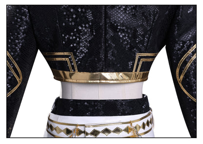 KPop Demon Hunters Zoey Black Gold Outfit Adult Kids Cosplay Costumes