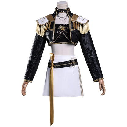 KPop Demon Hunters Mira Black Gold Outfit Adult Kids Cosplay Costumes