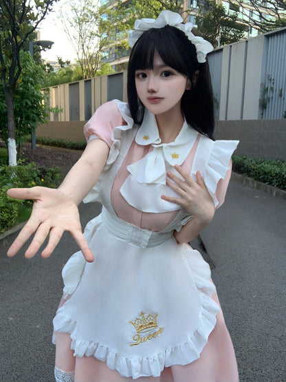 Queen Crown British Maid Outfit Long Dress Plus Cosplay Costume