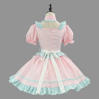 Candy Color Cute Waitress Maid Outfit Plus Size Cosplay Costume